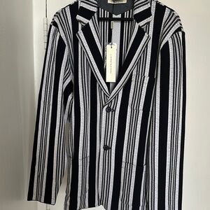 Black and White Striped Blazer